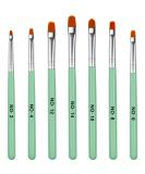 7-Piece UV Gel Nail Brush Set - Acrylic Nail Art Polygel Brushes with Wooden Handle - 7 Sizes for Extensions & Manicure - Green - Buy Online on GoSupps.com