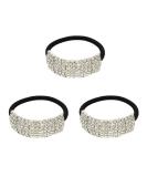 Xiwstar 3Pcs Fashion Elastic Scrunchies Rhinestone Hair Ties Ponytail Holder Headband Hair Accessories for Women Girls Hair Bands - Buy Online on GoSupps.com