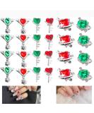 24pcs 3D Heart Zepter Zircon Nail Charms - Shiny Rhinestones & Flatback Diamonds for DIY Nail Art & Wedding Decor - Buy Online on GoSupps.com