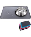 Dog Cat Food Mat Non Slip Waterproof Pet Feeding Mat Cat Dog Food Mat and Water Bowls Mat Silicone Pet Food Mat(47x30cm Grey) 47x30cm Grey - Buy Online on GoSupps.com