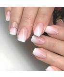 24 Pcs Medium Square Pink Press On Nails - Gradient Fake Nails with Rhinestones | Full Cover Stick-On Nails for Women & Girls | Stylish Fall French Nails - Buy Online on GoSupps.com