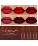 Chocolate Matte Liquid Lipstick Set for Women - Deep Dark Red, 6 Pcs, Long Lasting 24 Hour Stay, Makeup Stain Kit, Labiales Matte Mate Larga Duracion - Set02 - Buy Online on GoSupps.com