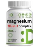 Magnesium Complex Supplement 500mg 240 Veggie Capsules  10 in 1 Blend with Glycinate Citrate Malate & More  Chelated for Easy Absorption  Muscle Joint & Relaxation Support - Buy Online on GoSupps.com