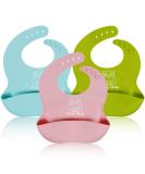 Lictin Waterproof Silicone Baby Bibs - 3 Pack | Food Grade Material, Crumb Catcher Pocket, Quick Drying | Bacteria Resistant Bibs for Infants and Toddlers - Buy Online on GoSupps.com