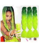 Buy Showjarlly Kanecalon Hair Braids - Ombre Jumbo Extensions 24 Dark Green/Yellow-Green (3-Pack) | International Shipping - Buy Online on GoSupps.com