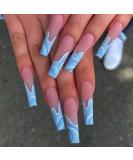 Brishow Long False Nails - Wave Press On Nails 24pcs for Women & Girls (Blue) - Trendy Artificial Nails for Easy Application & Stunning Look - Buy Online on GoSupps.com