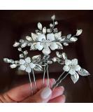 Bride Wedding Silver Crystal Hair Pins - 3 Pack Bridal Headpieces for Women and Girls - A-Silver - Buy Online on GoSupps.com