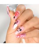 Sethexy Handmade Long Coffin False Nails - Shiny Heart Design Acrylic Nail Art for Women & Girls Salon Quality Removable & Funny - Buy Online on GoSupps.com