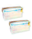 Jubaopen 2-Piece Transparent Cosmetic Bag Set - Waterproof Make-Up & Travel Wash Bag - Laser Glitter Zipper Pouch for Cosmetics Storage (18x7.5x10cm) - Buy Online on GoSupps.com