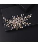 Beryuan Gold Beaded Hair Comb for Bride | Crystal Wedding Hair Accessory for Women and Girls - Buy Online on GoSupps.com