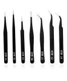 7PCS Precision Craft Tweezers Set for Eyelash Extensions, Jewelry, Soldering - Pointed & Curved Tweezers - Buy Online on GoSupps.com