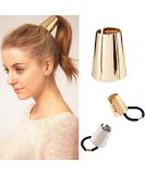 2PCS Gothic Punk Metal Hair Ties Ponytail Hair Cuff Metal Elastic Hair Clips Ponytail Holder Buckle Hair Band Hair Rope Hair Rings Hair Accessory Headwear for Women Girls(Gold + Silver) - Buy Online on GoSupps.com