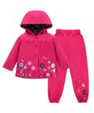 LZH Baby Girls Waterproof Raincoat Suit in Magenta, 2Pcs Hooded Coat Jacket & Trousers Set | Size 5-6 Years - Buy Online on GoSupps.com