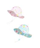LANGZHEN Beach Sun Protection Hat for Baby Girls | Adjustable Toddler Kids Wide Brim Play Hat | Flamingo-Pink+Blue | 2-4 Years - Buy Online on GoSupps.com