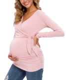 Love2Mi Women Maternity Breastfeeding Top - Long Sleeve V-Neck - Cute Maternity Clothes - Dark Pink - Size S - Buy Online on GoSupps.com