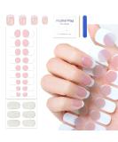Semi Cured Nail Wraps - 24PCS French Manicure Gel Nail Strips | Long Lasting French Tip Stickers with Soft Glossy Finish - Buy Online on GoSupps.com