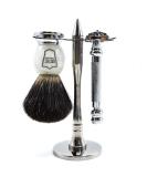 Parker 99R Shave Set - Premium Double Edge Razor Black Badger Brush Stainless Steel Stand & Blades - International Shipping Available - Buy Online on GoSupps.com