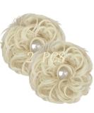 Platinum Blonde Messy Bun Hair Scrunchies - 2 PCS Curly Updo Extensions for Women & Girls - Buy Online on GoSupps.com