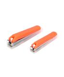 Stainless Steel No Splash Nail Clippers Set with Catcher - Nail Care Kit for Men, Women, Seniors - Includes Nail File - 2PCS Orange - Buy Online on GoSupps.com