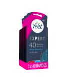 Veet Expert Cold Wax Strips for Sensitive Skin - 120 Strips | Long-Lasting Hair Removal (3 Pack) - Buy Online on GoSupps.com