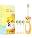 Dada-Tech Kids Electric Toothbrush Rechargeable - Sonic Silicone Brush with Timer, 3 Modes, 4 Soft Heads - Yellow Shiba Inu Design for Children Ages 3 - Buy Online on GoSupps.com