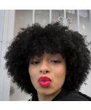 Queentas 8 #1B Short Afro Curly Real Hair Wig for Women - Natural Winding Curls with Free Hairnet | 20.32 cm - Buy Online on GoSupps.com