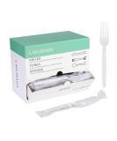 Laojbaba Disposable Plastic Forks 7-Inch White - 100 PCS Individually Wrapped Commercial Take Away Forks - Buy Online on GoSupps.com