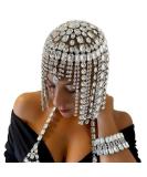 STONEFANS Vintage 1920s Rhinestone Headpiece Cap for Women Crystal Flapper Head Chain Hairpieces Gatsby Cleopatra Hair Accessories (Silver) - Buy Online on GoSupps.com