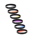 Vivitar 6-Piece 49mm Rotating Graduated Color Filter Set - Red, Yellow, Blue, Orange, Grey & Purple - Buy Online on GoSupps.com