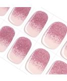 Danni & Toni Half hardened gel nail films (Canvas of Sparkles) pink glitter gradation shiny gel nail sticker semi-hardened nail film nail ticker wraps 30 sticker canvas of sparkles-de2 - Buy Online on GoSupps.com