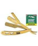 G4 Professional Straight Edge Razor for Men with 100-Pack Derby Blades - Golden Barber Shaving Razor - Buy Online on GoSupps.com