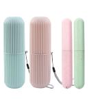 Yueser Travel Toothbrush Set - 2 Portable Toothbrushes Toothpaste Case & Storage Cup for Camping & Outdoors - Buy Online on GoSupps.com