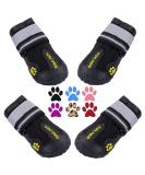 QUMY Dog Boots Waterproof Shoes for Dogs with Reflective Strips Rugged Anti-Slip Sole 4PCS/Set Black Size 6: 2.6''x3.0''(W*L) (Pack of 4) - Buy Online on GoSupps.com