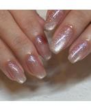 Mouyouglow Press on Nails - Ballerina Rosa Nude Cat Eye Magnetic Fake Nails with Glue | Pink Artificial Fingernails AT3 - Buy Online on GoSupps.com