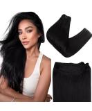 Easyouth Black Weft Human Hair Extensions 16 Inch - Jet Black Sew in Double Weft 100g Extensions - Buy Online on GoSupps.com