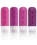 Gemice Portable Travel Bottle 4 Pack Silicone Travel Containers Set LeakProof Refillable Squeezable for Lotion Liquid Shampoos Soap and Toiletries (90ml) Purple - Buy Online on GoSupps.com