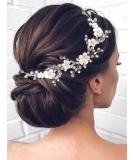 HEREAD Flower Bride Wedding Hair Vine Pearl Headband - Rhinestone Hair Accessory for Women/Girls (Silver) - Buy Online on GoSupps.com