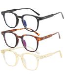 2 Pack Blue Light Blocking Glasses Anti Blue Light Gaming Glasses Retro Fashion Frame Non-Prescription Lens Anti Fatigue Headache Computer Screen Glasses for Women and Men Unisex Round Glasses A2 3pack black+flower+yellow - Buy Online on GoSupps.com