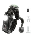 NVioAsport 20-in-1 Survival Paracord Bracelet with SOS LED Light, Fire Starter, Compass, Whistle Ideal for Camping, Hiking, Fishing | Adjustable Gear Kit in Black - Buy Online on GoSupps.com