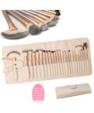 Hepaz 24pcs Professional Makeup Brush Set with Egg Cleaner & Roll-Up PU Leather Bag - Perfect for Flawless Application & Travel - Buy Online on GoSupps.com