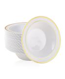 JOLLY PARTY 50PCS Plastic Bowls with Gold Rim - 12oz Disposable Soup Bowls | Premium Dessert Salad Bowls for Christmas Thanksgiving Wedding/Party - Buy Online on GoSupps.com