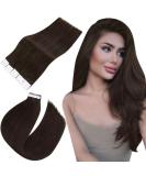 Easyouth Tape In Hair Extensions - Darkest Brown 12 Inch Remy Human Hair Glue In | 30g - Buy Online on GoSupps.com