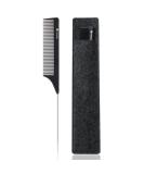HYOUJIN Carbon Hair Rat Tail Comb - Teasing Rattail Comb for Women with Fine Tooth Metal Pick - Detangling Comb for Curly Hair, Black - 1 Count - Buy Online on GoSupps.com