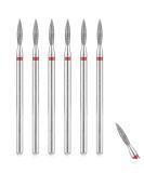 Sibba 6pcs Cuticle Drill Bit Set Flame Stainless Steel Bit with Case for Manicure Pedicure Diamond Drill Polishing File Grinding Heads Tools Metal Professional Carbide Remover Bits Acrylic Gel Nails 6pcs Pointed End - Buy Online on GoSupps.com