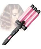 3-Barrel Curling Iron for Beach Waves - Adjustable Fast Heating Wave Iron for Long & Short Hair - Pink - Buy Online on GoSupps.com