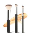 Amaxiu 3 Pcs Foundation Contour Brushes - Foundation Brush & Concealer Brush & Blusher Brush Under Eye Nose Contour Kabuki Brush for Blending Liquid Cream Sculpting Highlighting Mineral Makeup - Buy Online on GoSupps.com