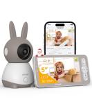eegeek Babyphone with camera 2K/3MP 5 inch WLAN video BabyFone PTZ 355 IR night vision automatic persecution wines/movement/noise recognition temperature display supports mobile app control - Buy Online on GoSupps.com