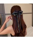 Jumwrit Large Bow Hair Clip with Rhinestone Tassel - French Design Barrette for Women and Girls - Buy Online on GoSupps.com