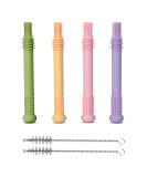 FlexiTeeth Baby Teething Tubes - Easy to Hold & Clean Straws for Safe Teething | Quality Hallowed Tubes for 6-12 Months (4 Pack) - Buy Online on GoSupps.com