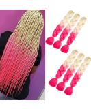 Jumbo Braids Extensions Blond 6 pieces KanCalon Hair Braiding 24 inch Crochet Box Braids Kunsthaar for braiding (blonde to red) 613/pink - Buy Online on GoSupps.com